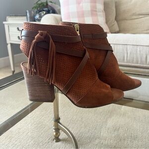 Franco Sarto Brown Heeled Boots with Tassel Detail